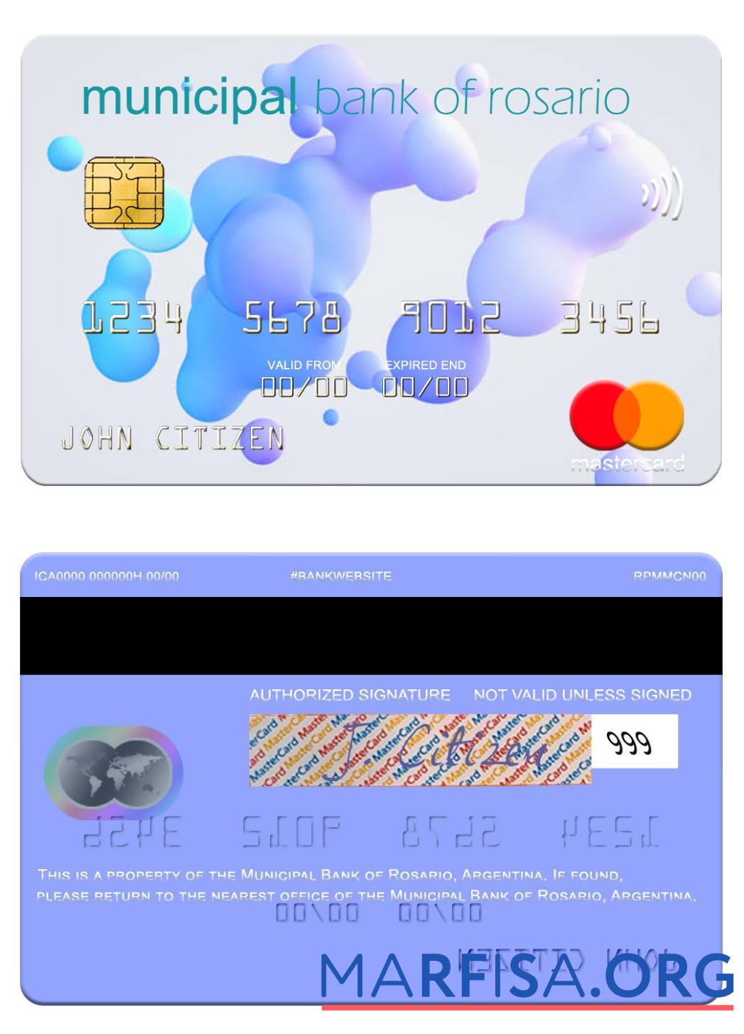 Printable Argentina Municipal Bank of Rosario mastercard download for verification